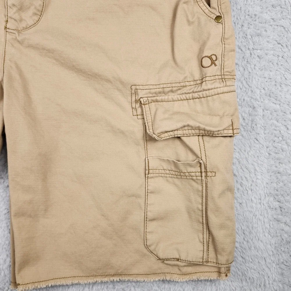 Ocean Pacific OP Mens Tan Cotton Cargo Shorts Raw Hem Size 40 Y2K Surf Skate